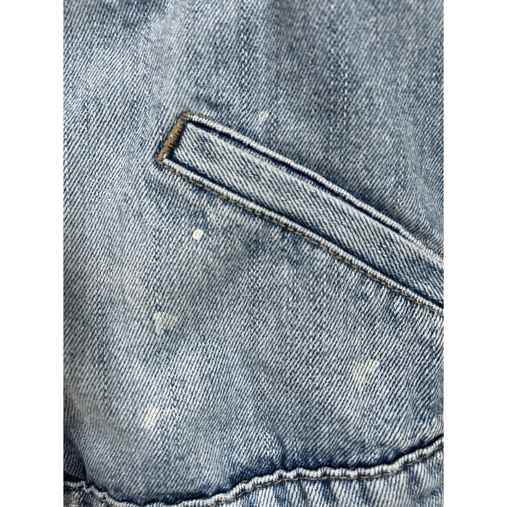 Old Navy Distressed Jean Denim Jacket White Paint Spattered Size SP Petite SM - Picture 6 of 8